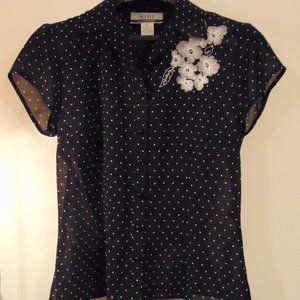 Nine and Company Woman's Black Polka Dot Blouse, Size 4